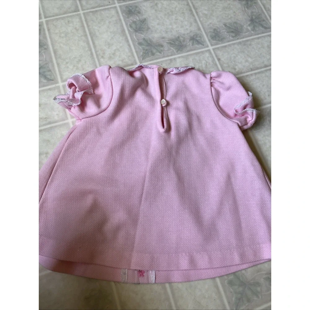 Carters Floral Embroidered Trim Pink Baby Girl Dress 18 Months 20-26 Lbs USA Vtg